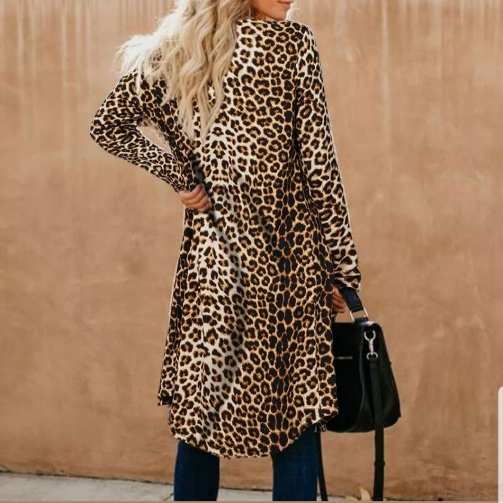 SALE, leopard, open front cardigan
